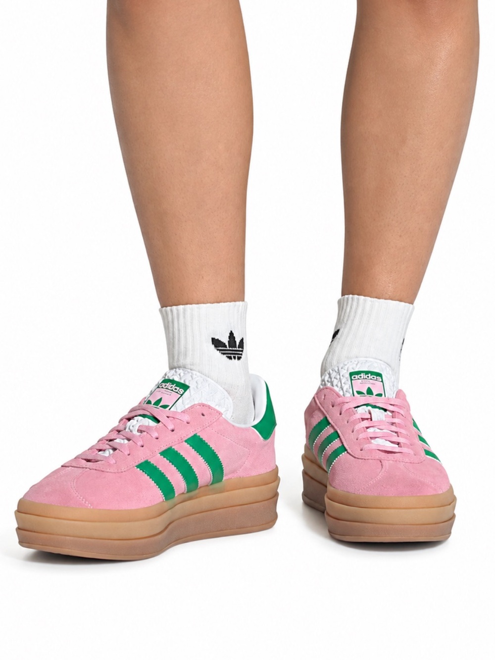 Adidas Gazelle Bold True Pink Green Platform Sneakers Women’s Size 10 EUC!